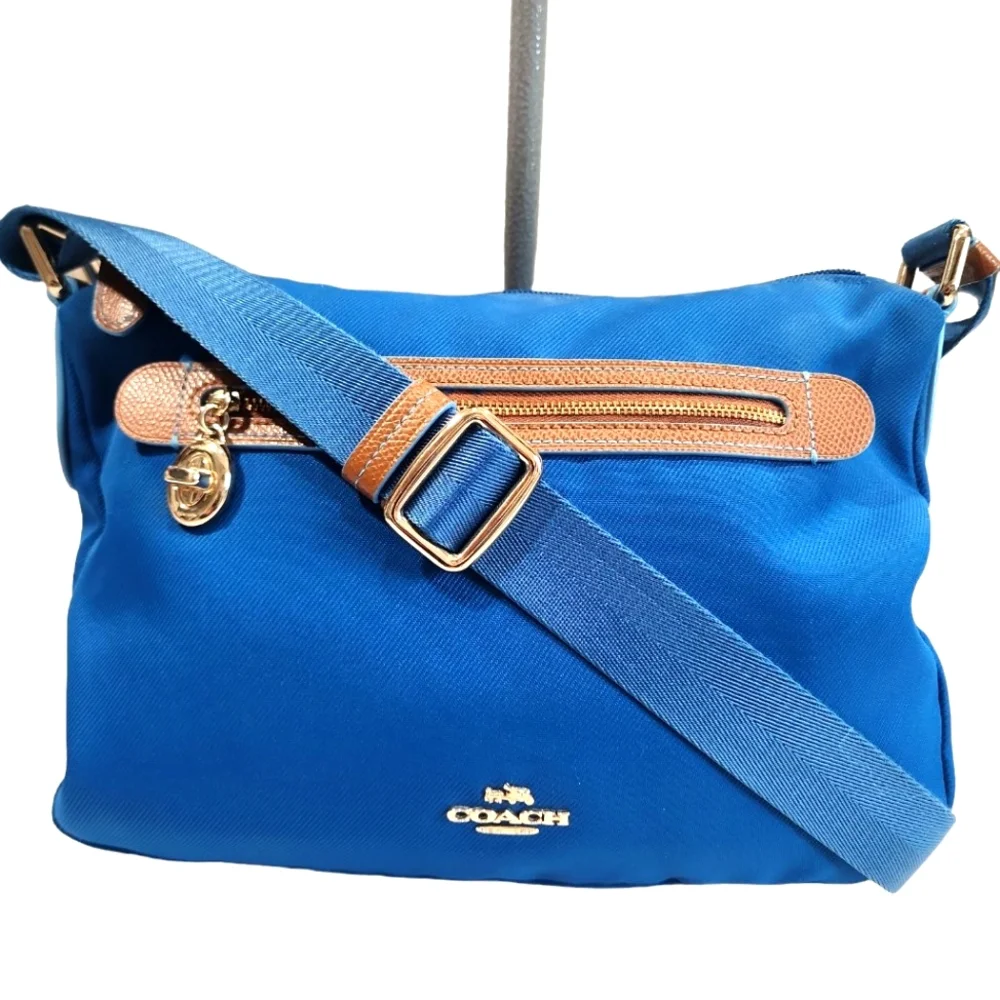 Coach F37239 Sawyer  Blue Canvas Crossbody Bag